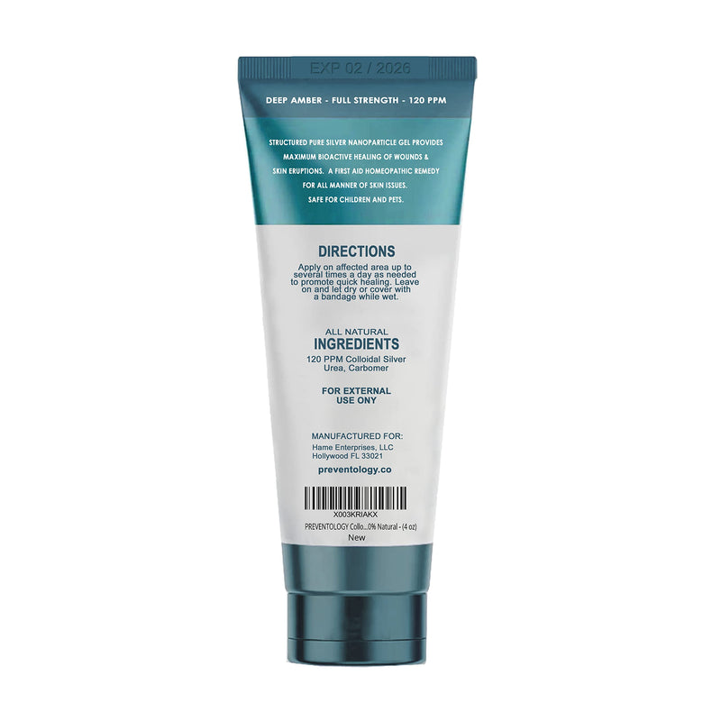 [Australia] - PREVENTOLOGY Colloidal Silver Gel - Full Strength Deep Amber 120 PPM for Maximum Efficacy - Use Topically as Required - pH Balanced – Unscented - 100% Natural - (4 oz) 
