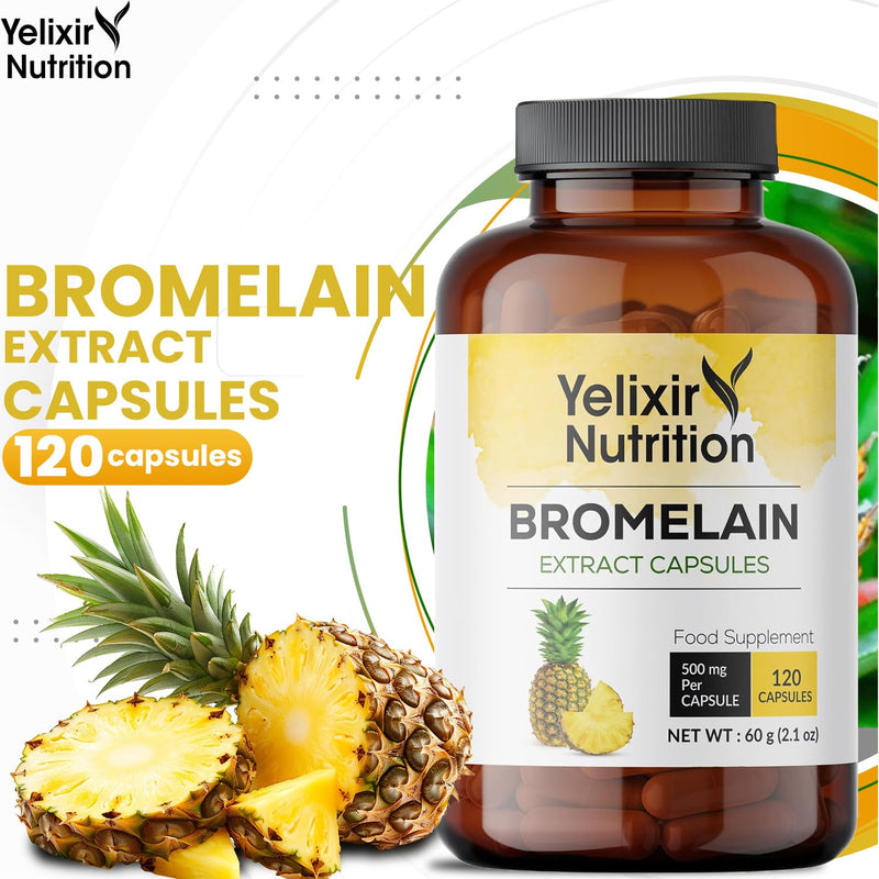 Bromelain Capsules 120 nos (2400 GDU/g), High Strength Digestive Enzyme Pineapple Extract