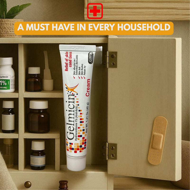 [Australia] - Gelmicin Hydrocortisone 1% - Anti-Itch Cream, Skin Rash, Skin Allergies, Eczema, Psoriasis - 1.41 oz Size (1) 