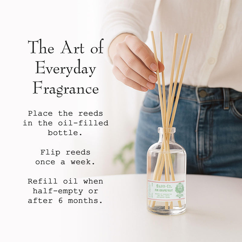 Barr-Co. Fir & Grapefruit Reed Diffuser Kit, 8 fl oz | Bright Grapefruit & Cooling Balsam Scent, Reed Diffuser for Home, Long Lasting Aroma, Refillable