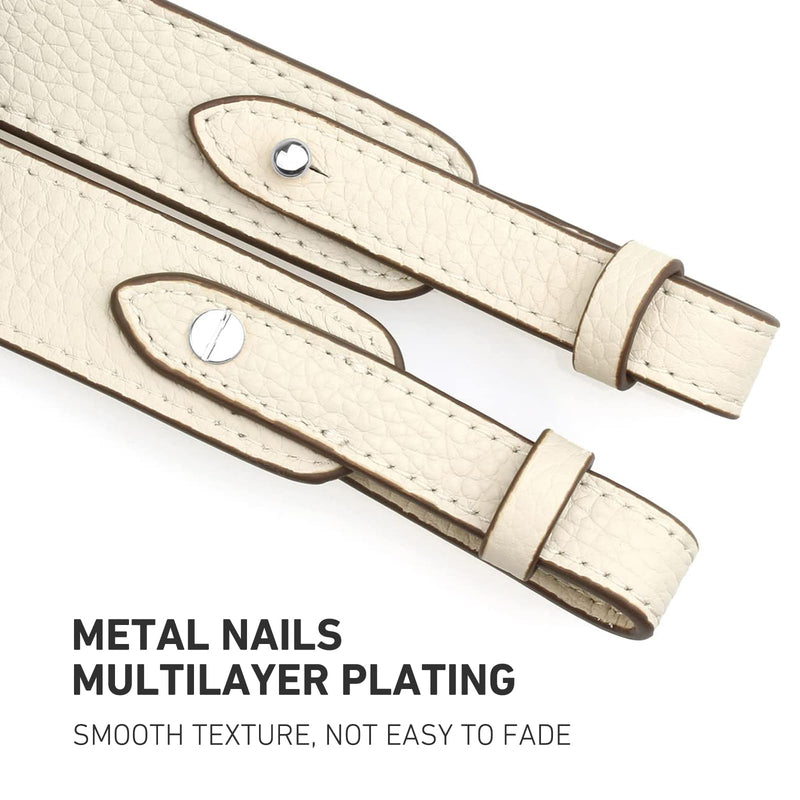 Jiesinlov Genuine Leather Shoulder Bag Straps Replacement for Picotin Handbags 21.3 Silver Nails Milky White-s