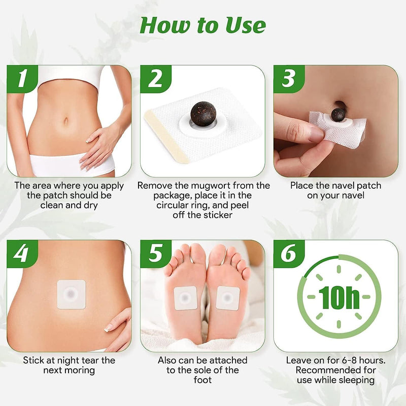 [Australia] - 3 Boxes Mugwort Belly Patch,90Pcs Natural Wormwood Essence Pills and 90Pcs Belly Sticker, Moxa Hot Moxibustion Navel Wormwood Sticker (90) 90 