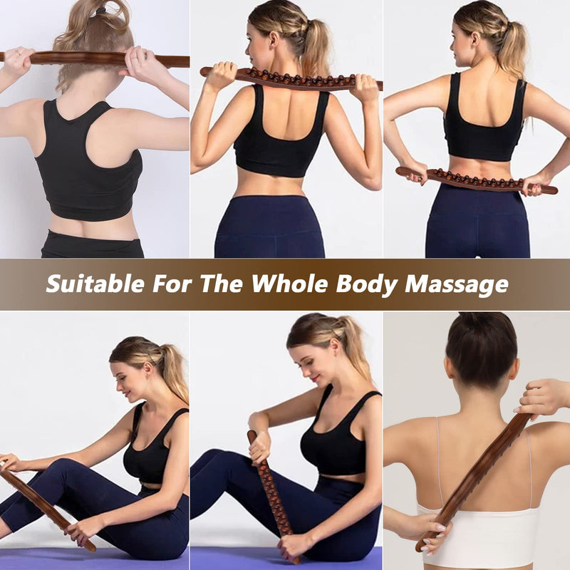 [Australia] - Guasha Wood Massage Stick Tools,31 Beads Back Massage Roller Stick,Lymphatic Drainage Massager for Body Shaping (31beads) 31beads 