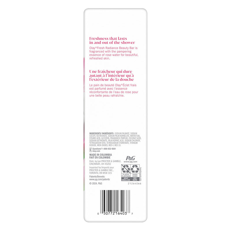 Olay Beauty Bar, Fresh Radiance, Nourishing & Refreshing Formula, Pampering for Smooth & Gentle Skin, Vitamin B3 Complex, Essence of Rose Water Scent, 3.17 oz (6 Count) 3.17 Ounce (Pack of 6)