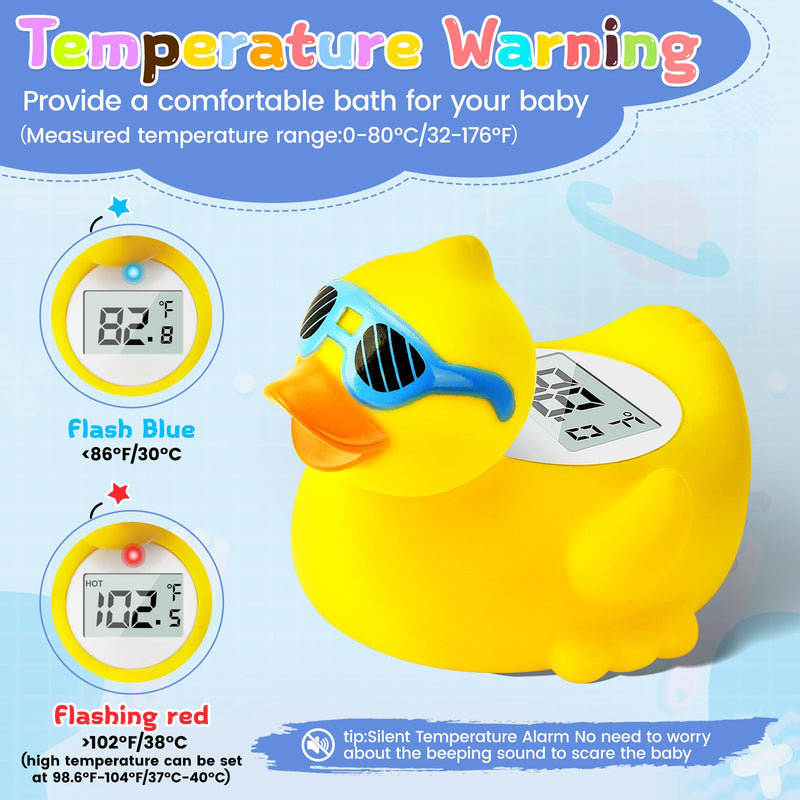 Duck Baby Bath Thermometer, Newborn Bath and Room Temperature Thermometer Safety Floating Toy, Bathtub Thermometer for Infant Yellow