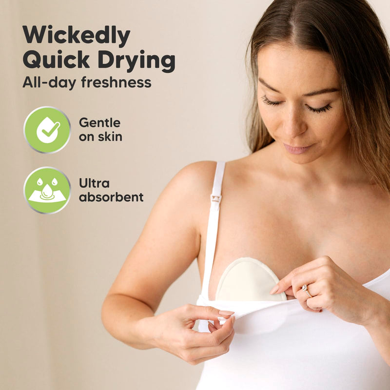 [Australia] - 14-Pack Organic Nursing Pads - Washable Breast Pads for Breastfeeding, Nursing Bra Nipple Pads for Breastfeeding, Pumping Bra Reusable Breast Pads, Maternity Breastfeeding Bra Pads (Neutrals, L 4.8") Neutrals Large 4.8" 