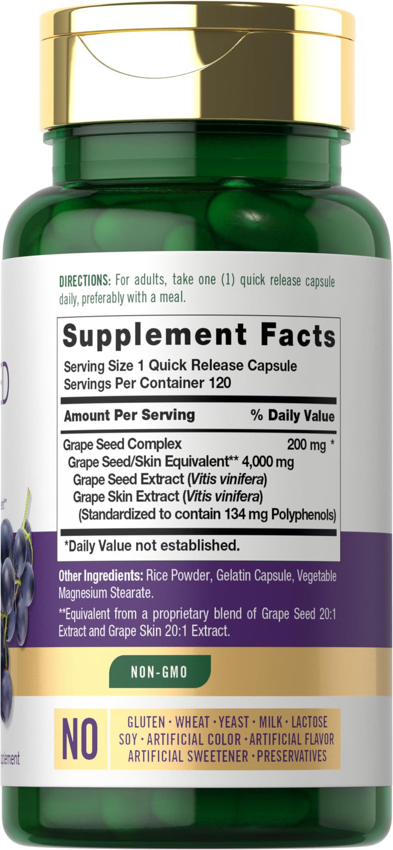 [Australia] - Carlyle Grape Seed Extract 4,000mg | 120 Quick Release Capsules | Standardized Extract Complex with Polyphenols | Non-GMO, Gluten Free Supplement 