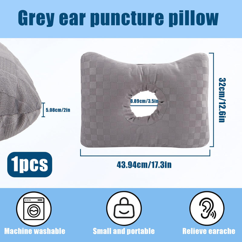 [Australia] - Ear Piercing Pillow for Side Sleepers with an Ear Hole, Polyester CNH Pillow, Comfortable Ear Pillow for Ear Pain, Piercing, Pain Relief Sleeping, Pressure Sore, Ear Guard Pillow (Grey) 