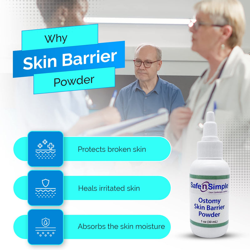 [Australia] - Safe n' Simple Stoma Skin Barrier Powder - 1 oz - Medicated Protective Skin Barrier Powder - Skin Barrier Protection Ostomy Powder Supplies - Stoma Adhesive Powder 1 Fl Oz (Pack of 1) 