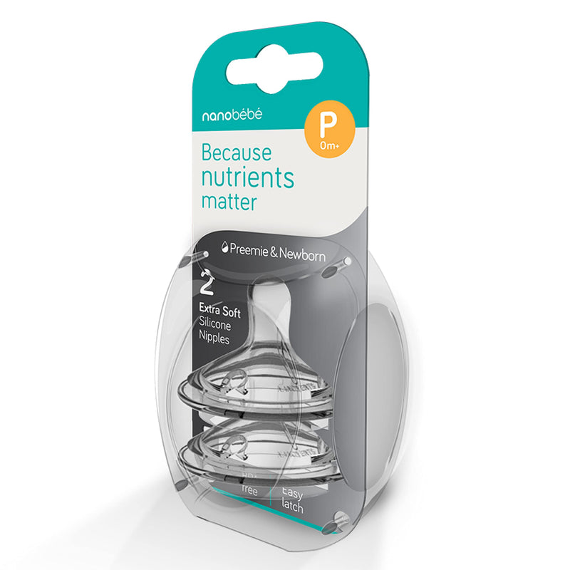 [Australia] - Nanobebe Flexy Silicone Bottles Nipples Triple Vented Twin-Pack - Slow Flow 