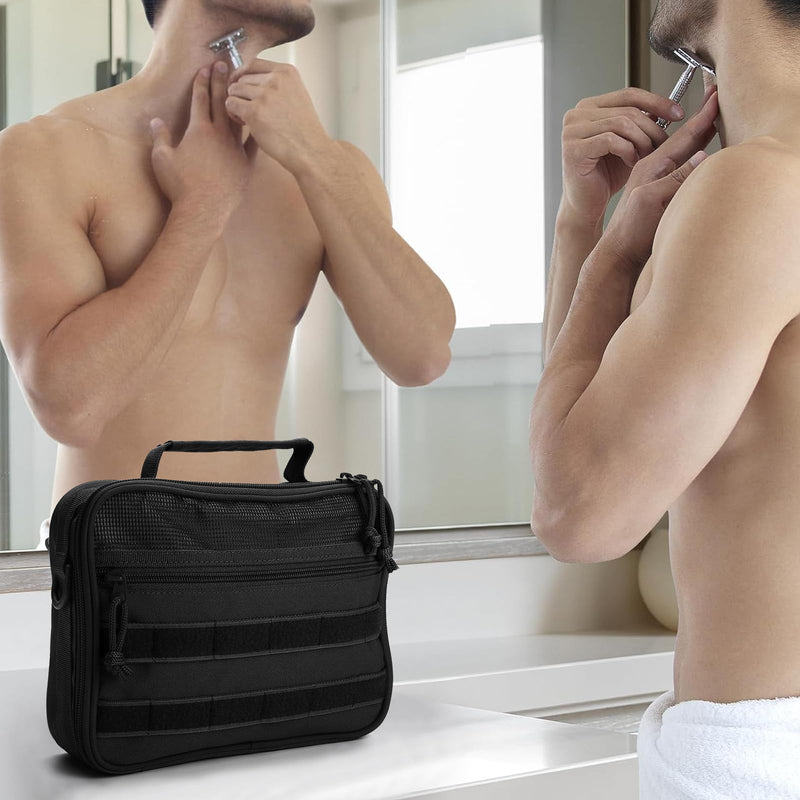 SMONT Khaki men's toiletry bag, men's black toiletry bag and pink women's cosmetic bag set sales