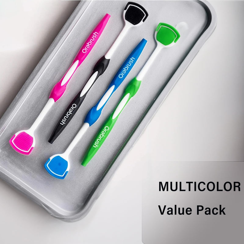 [Australia] - Soft Bristles Tongue Brush for orabrush - Gentle on Gag Reflex，Ergonomic Design, Freshens Breath for Improved Dental Hygiene，4 Tongue Scrapers - 4 pack 