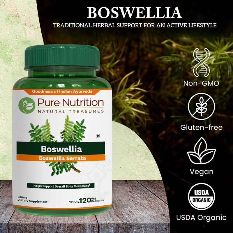 Pure Nutrition Boswellia Serrata 15:1 Extract 600mg | 120 Cap | Min 65% Boswellic Acids | Each Serving Offer 600mg 15:1 Extract Equivalent to 9000mg Raw Boswellia Powder | Non-GMO 120 count (Pack of 1)