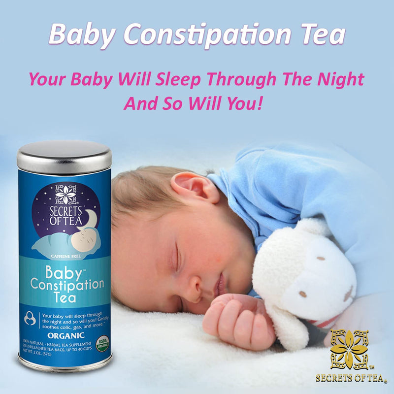 [Australia] - Secrets Of Tea Baby Constipation Relief Tea - Natural USDA Organic Caffeine Free - Tea for Baby Colic, Gas,and Acid Reflux - Up to 80 Servings -20 Count(1 Pack) 