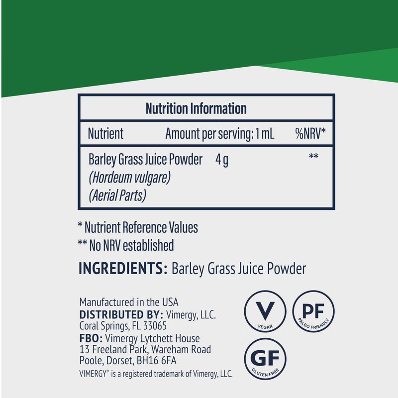Vimergy USDA Organic Barley Grass Juice Powder, Trial Size - 30 Servings - Super Greens Powder Contains Iron, Vitamin C, & Vitamin E - Non-GMO, Gluten-Free, Vegan & Paleo - Daily Greens Booster (120g) 120 g (Pack of 1)