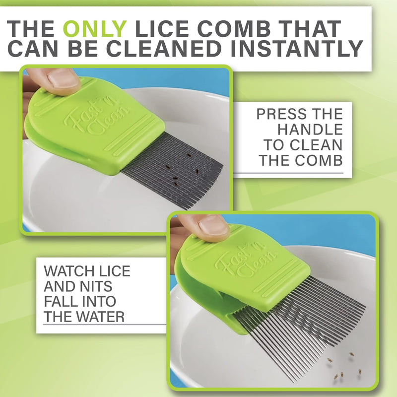 [Australia] - Fast 'n Clean - Professional Self-Cleaning Lice Comb, Removes Head Lice And Nits Quicker, Stainless Steel, Natural Head Lice Treatment, Doesn't Pull the Hair, Effective Flea Comb, Dandruff Treatment. 