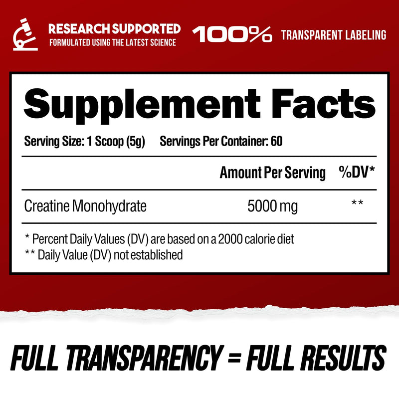 [Australia] - ALPHA LION Creatine Monohydrate Powder, 5000mg Per Serving (5g), Supports Muscle Strength, Power, Athletic Performance, Pure Creatina Monohydrata en Polvo Supplement (60 Servings, Unflavored) 