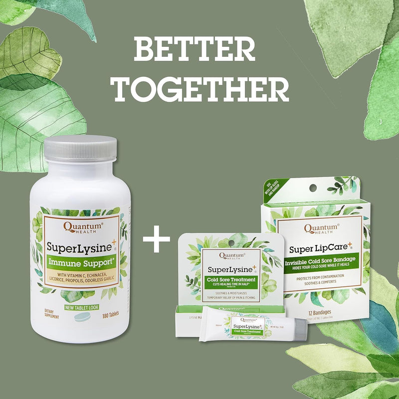 Quantum Health SuperLysine+ 1500mg L-lysine Immune, 180 Tablets (Pack of 2) | Essential Amino Acid, Vitamin C, Echinacea, Licorice, Bee Propolis & Odorless Garlic, Daily Formula Unflavored 180 Count (Pack of 2)
