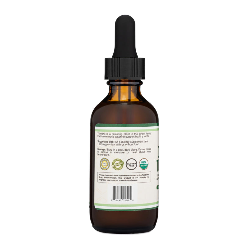 [Australia] - Turmeric Curcumin with Black Pepper Drops - Organic Turmeric Supplement Drops 1,180mg - 2FL OZ, 60 Servings (with Black Pepper Seed, Ginger, Rosemary, and Sage) for Joint Support by Double Wood 