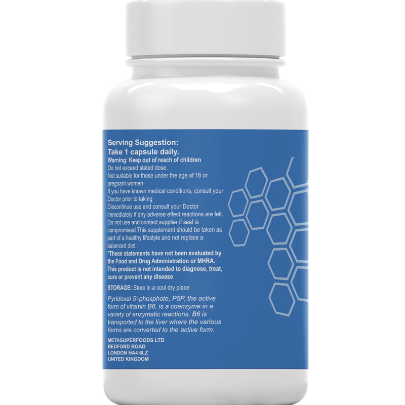P5P Vitamin B6 (Pyridoxal 5 Phosphate) 100 mg per Capsule | 180 High Strength Capsules | 6 Months Supply - 1 A Day | Active Form of Vitamin B6 | Vegan | Non GMO| UK Company