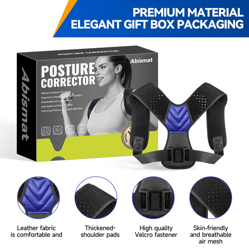 Back Posture Corrector for Men Women, Invisible Back Brace Shoulder Straightener for Neck Shoulder & Upper Back Pain Relief, (Chest Size 27"-38") Medium (Chest Size 27"-38") Blue 1