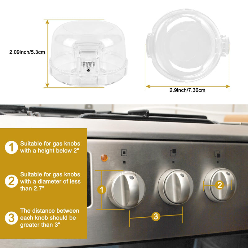 [Australia] - Gas Stove Knob Covers for Child Safety - 5 Pack Universal Size Stove Safety Knob Covers, Heat-Resistant Child Proof Stove Knob Covers, Pet/Baby Proofing Oven Knob Covers for Child Safety (Clear View) 