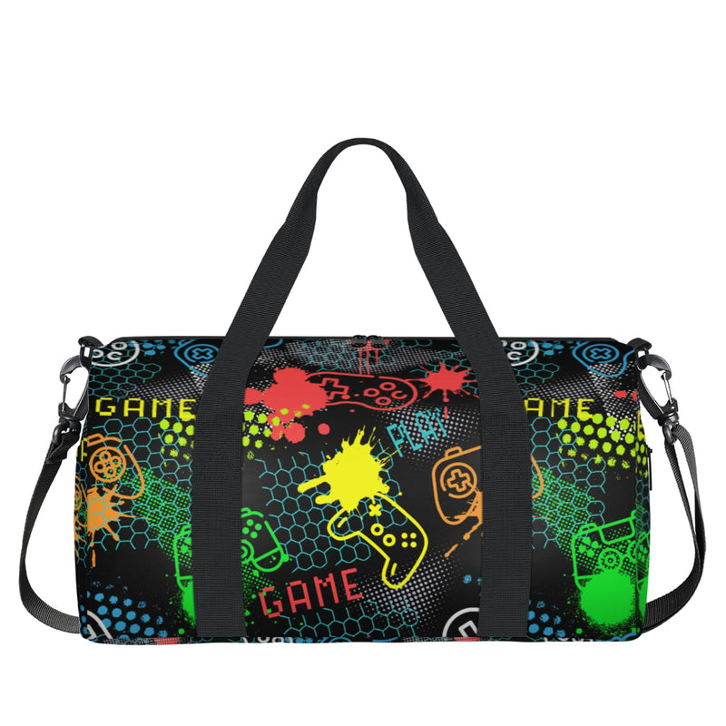 Kids Overnight Duffle Bags Boys Girls Game Theme Sports Gym Bag Small Toddler Weekender Carry-On Tote for School Practice, Sports, Travel - Birthday Gifts for Kids B-game