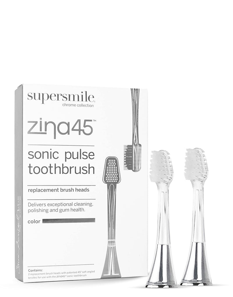 Supersmile Zina45 Replacement Brush Heads for Sonic Pulse Toothbrush Silver