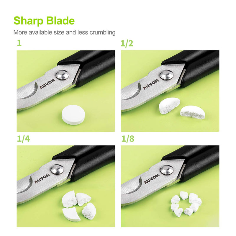 [Australia] - AUVON Scissors-Shaped Pill Cutter, Sharp Blade Pill Splitter for Accurately Dividing Various Size of Vitamins, Tablets and Medications in Half Black 