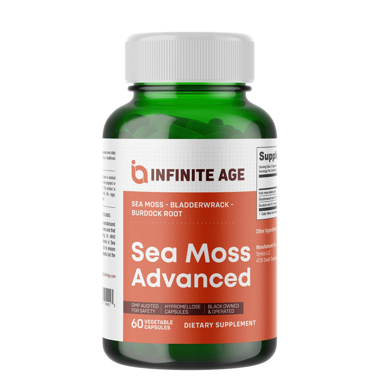 [Australia] - INFINITE AGE 1250mg Sea Moss Advanced Superfood Capsules, 60 Count - High-Potency, Vegan, Made in The USA - Irish Seamoss, Bladderwrack, Burdock Root - Overall Health, Immunity Support 60 Count (Pack of 1) 