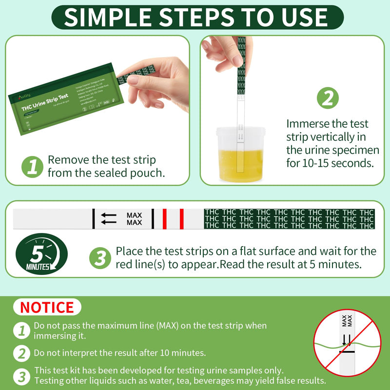 THC Urine Strip Test, Highly Sensitive THC Urine at Home Drug Test Kit, Easy Home Drug Test Marijuana (5)