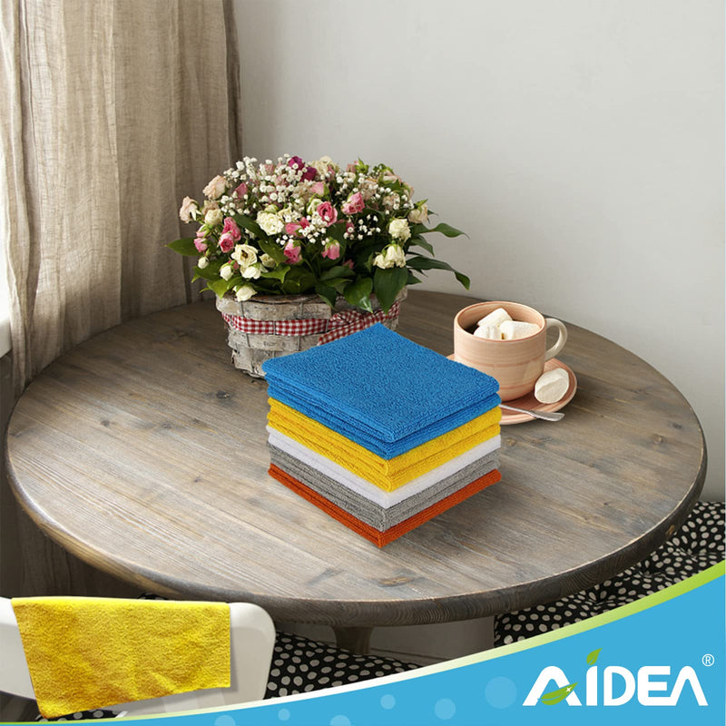 [Australia] - AIDEA Microfiber Cleaning Cloths-8PK, All-Purpose Cleaning Towels, Soft Absorbent Cleaning Rags Kitchen Towels, Lint-Free Dusting Cloth for House, Kitchen, Car, Window-(12in.x 12in.) Blue/Yellow 8 PK 