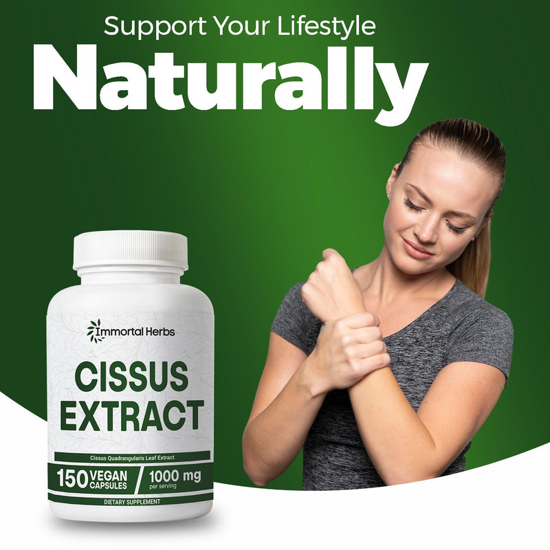 [Australia] - Cissus Quadrangularis Supplement 1000mg, 150 Pills, Pure Extract Powder with 40% Ketosterones, Non-GMO and Gluten-Free Cissus Extract Capsules for Men and Women 