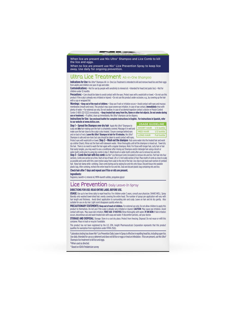 [Australia] - Nix Lice Treatment & Prevention Kit, All-in-One Shampoo, 4 fl oz, with Lice Removal Comb and Lice Prevention Daily Leave-in Spray, 6 fl oz 