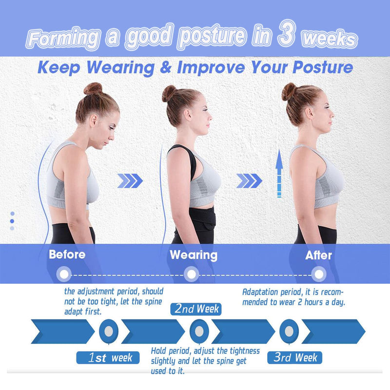 Back Brace Posture Corrector - Upper Back Support Brace - For Women Men, Spine Back Straightener, Thoracic Back Brace, Adjustable Shoulder Back Support Straightener (black, XL) black
