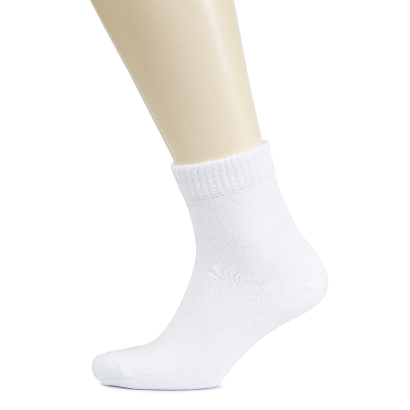 [Australia] - Hugh Ugoli Men's Cotton Diabetic Ankle Socks, Wide, Thin, Loose Fit and Stretchy, Seamless Toe & Non Binding Top, 4 Pairs 11-13 White (4 Pairs) 