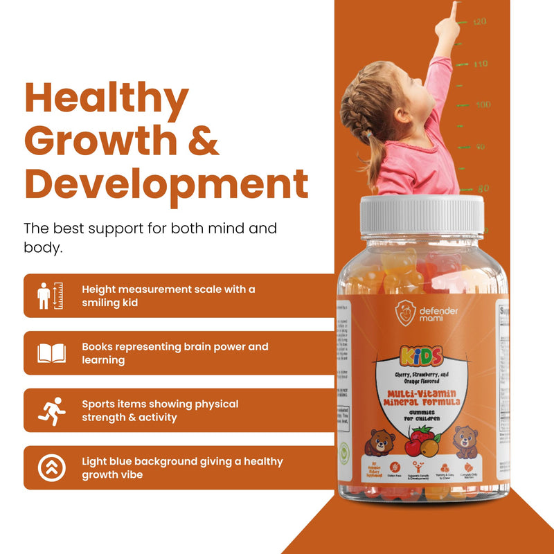 Kids Vitamin Gummies – Multivitamin & Mineral Formula, Non‑GMO · Gluten‑Free, 90 Count Chewables for Daily Immune, Growth & Bone Support