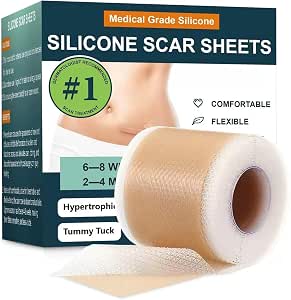 Silicone Scar Sheets, Silicone Scar Tape (1.6"x 60" Roll-1.5M), Reusable and Effective Scar Removal Sheets, Silicone Scar Removal Sheets for Surgical Scars, Healing Keloid, C-Section, Tummy Tuck