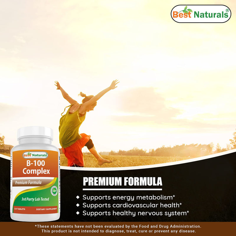 Best Naturals B 100 Complex 120 Tablets (B Complex Vitamins) (120 Count (Pack of 3)) 120 Count (Pack of 3)