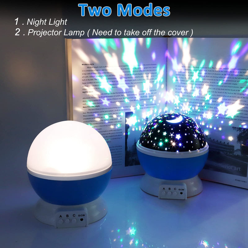 [Australia] - Night Light for Kids, Kids Night Light, Star Night Light, Moon and Star Projector 360 Degree Rotation - 4 LED Bulbs 9 Light Color Changing with USB Cable, Unique Gift for Men Women Children Blue 