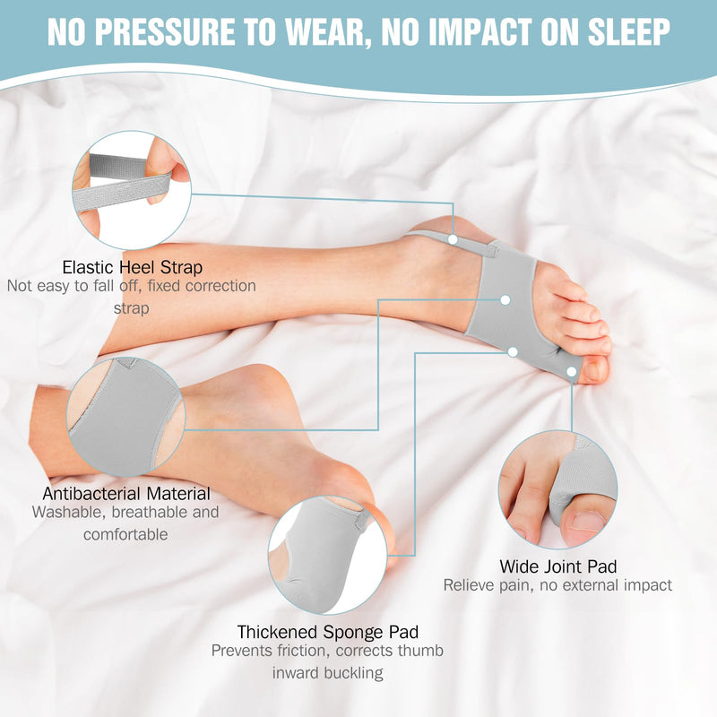 [Australia] - 2PCS Bunion Corrector for Women & Men Big Toe, Big Toe Separators-Bunion Splint-Bunion Pads-Hammer Toes Straightener-Toes Spacers Pain Relief, Comfortable & Breathable for Day/Night Gray 1 