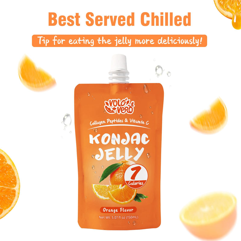 Konjac Jelly Pouch Drinkable Lychee and Orange Flavor with Collagen Peptides and Vitamin C, 20 Packs, 7 Calories, Gluten Free, Zero Sugar,Keto, Low Fat Healthy Fruit Snacks, Holiday Gifts
