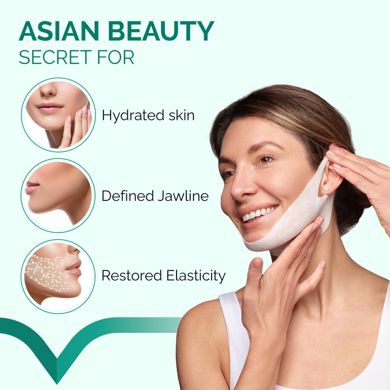 PLANTIFIQUE V-Line Collagen Mask for face 15 PCS | Chin Strap for Women & Men | V Line Lifting Mask with Collagen and Hyaluronic Acid V Shape Face Tape Chin | Skin Firming V-Line 15 Pack