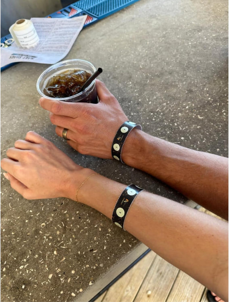 Drink Check Wristband Roofie Test by Xantus | Spiked Drink Bracelet Tester Detects GHB Within 10 Seconds Test Your Drink | Spiking Protection Detector Made in USA | (2 Black Wristbands 8 Tests) 2 Pack