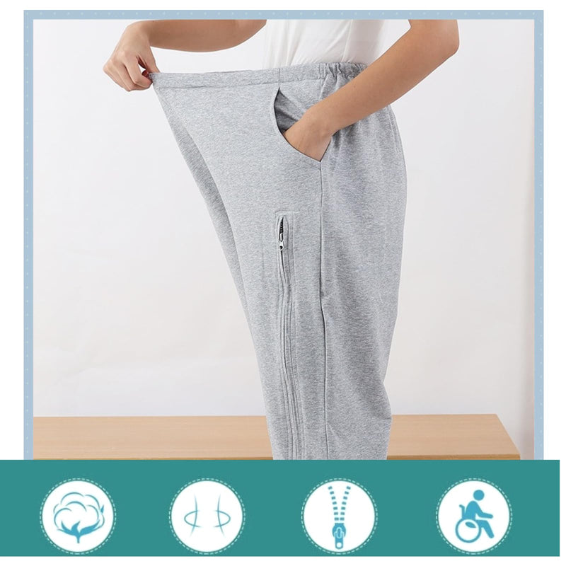 [Australia] - Catheter Leg Bag Cropped Pants, Men Women Nephrostomy Bag Holder Pants to wear with catheters Medium Black 