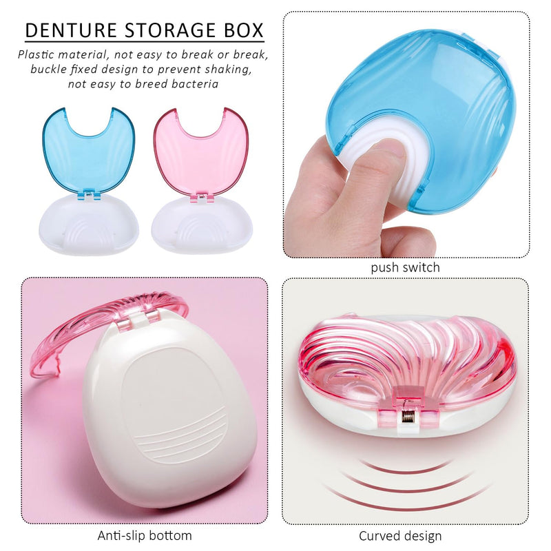 [Australia] - 2pcs Dental Boxes, Denture Storage Box, Retainer Storage Box, Fixed Box Storage Box, Mouth Guard Storage Box (Pink, Light Blue) 
