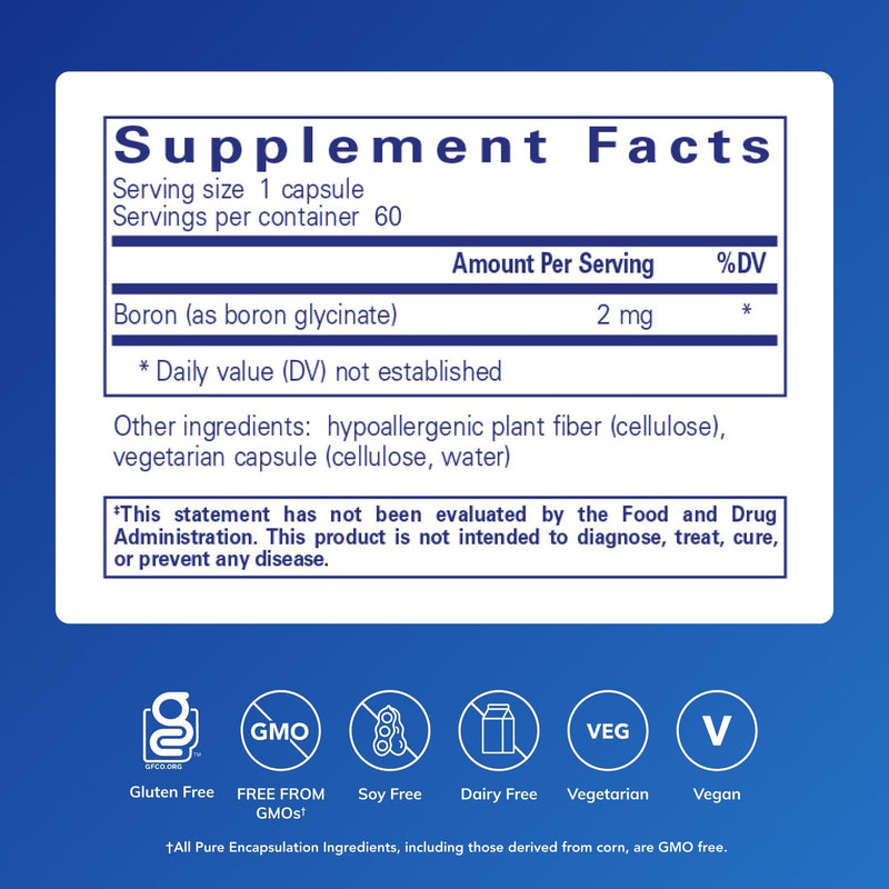 [Australia] - Pure Encapsulations Boron (Glycinate) | Supplement for Hormone Balance, Bone Strength and Health, Connective Tissue, and Nutrient Metabolism* | 60 Capsules 