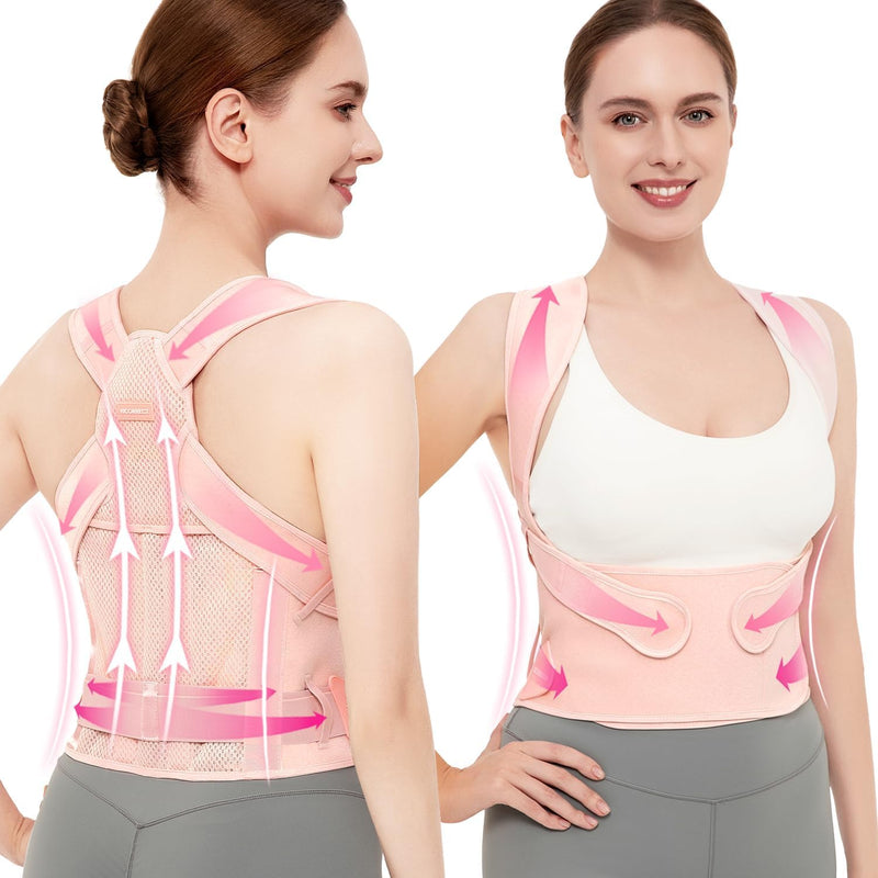 [Australia] - Vicorrect Posture Corrector for Women and Men: Back Support Brace Relieve Upper Back Shoulders Pain (Pink, Medium) Pink 