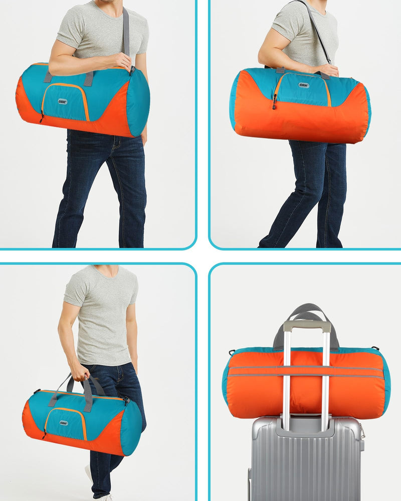 Packable Nylon Compact Foldable Large Duffle Bag for Travel Carry On Bag | Travel Duffle Bag Light Men Sports Duffel Bags Tote Turquoise