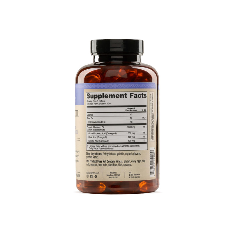 [Australia] - NatureWise Flaxseed Oil 1000 mg, Fish Free Omega 3 with 580 mg ALA, Dietary Supplement for Immune Health Support - Organic, Cold Pressed, Non-GMO - 120 Softgels[120-Day Supply] 